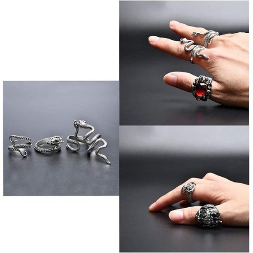 12-Gothic Punk Rings - Picture 3 of 4